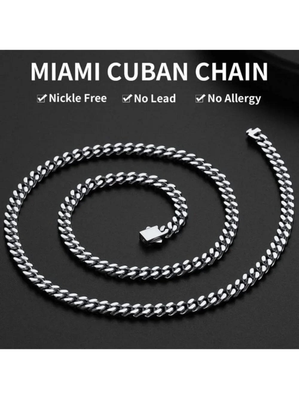 Stylish Cuban Link Chain Necklace for Men - Waterproof Stainless Steel Jewelry